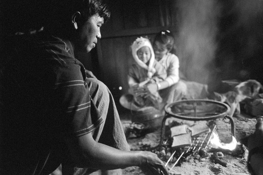 Northern Shan State 2015: cooking breakfast after an overnight village stay.