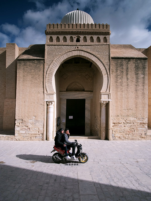Kairouan, Tunisia 2019: The Great Mosque, one of the most significant religious sites in Islam, located in a beautiful UNESCO World Heritage town.