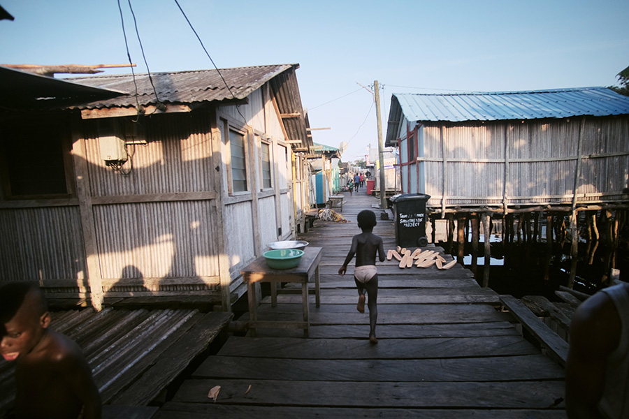 Nzulezo, Ghana 2018: stilt village with connecting boardwalks, the only one of its type in Ghana.