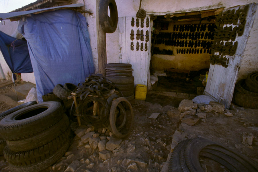 Harar, Ethiopia 2007: sandals made of recycled tires.